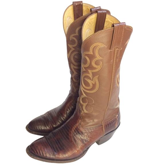 Nocona Men's Cowboy Boots 7D Brown Tan Leather - Picture 7 of 8